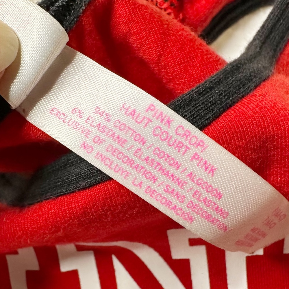 PINK VS Pink Nation Logo Crop Tank Top Red Black Women’s Sz S (AA-C) - Picture 6 of 7